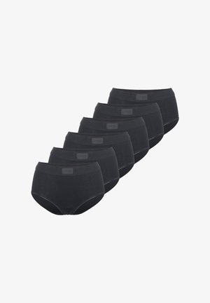 Intimo in cotone nero, caratterizzato da un design a vita alta, texture liscia e logo ricamato sull'elastico in vita. Confezione da sei.