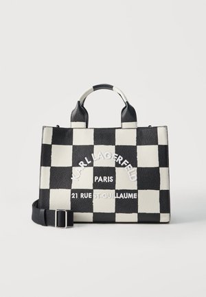 KARL LAGERFELD, SQUARE TOTE CHECKER - Käekott - black/white