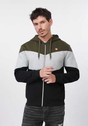 Pier One Sweatjacke - dark green/grey melange/black