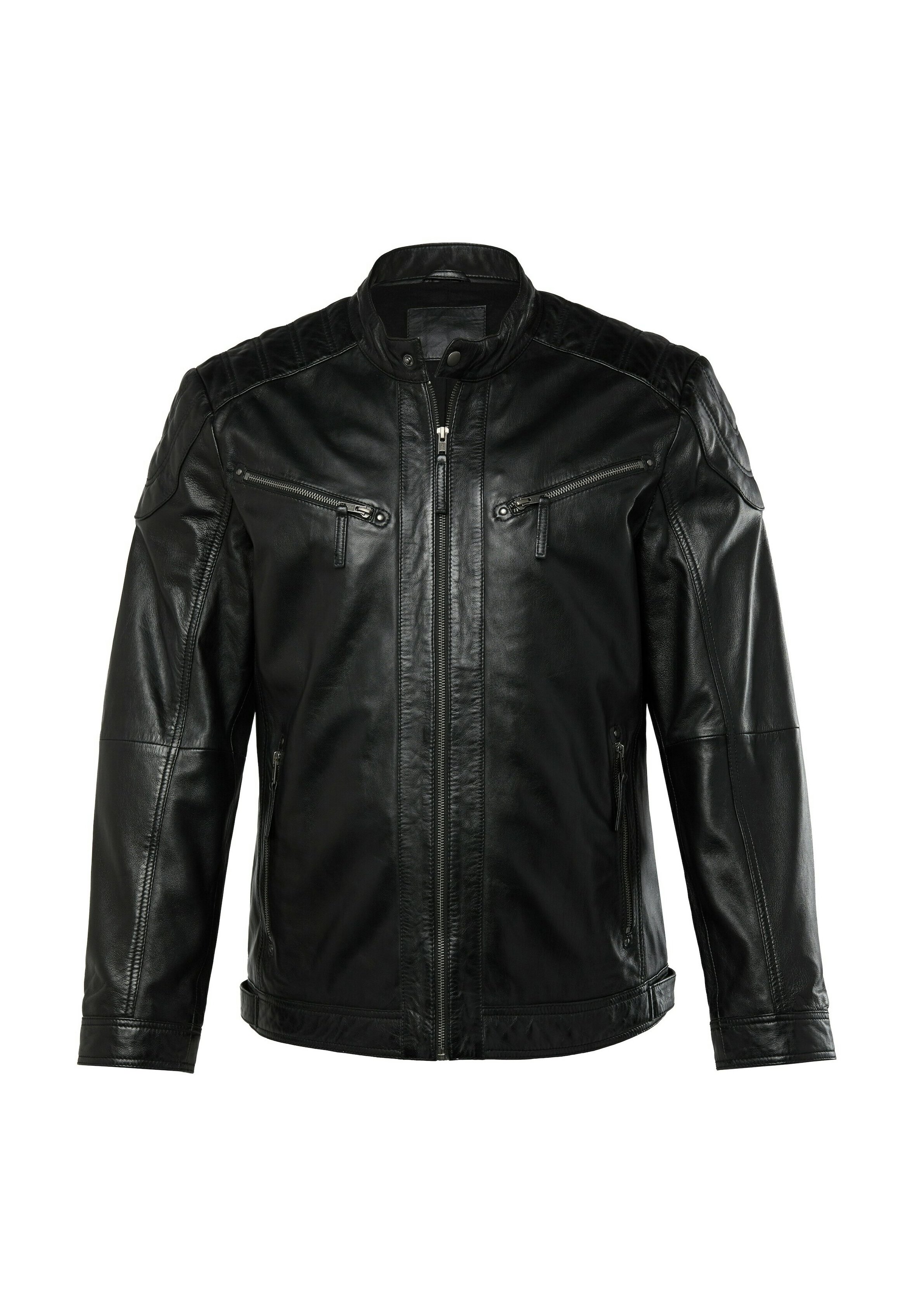 Men Plus BIKER ZIPPER - Leather jacket - black - Zalando