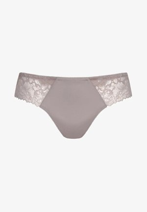 Alusharja ja kangast aluspüksid pehmes beežis, millel on lilleline pitsäär külgedel ja sile keskpaneel mugava lõikega.