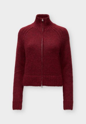 Weekday, FITTED ZIP CARDIGAN - Gilet - dark red melange