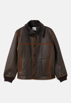 CASUAL FIT JACKET - Leren jas - dark brown