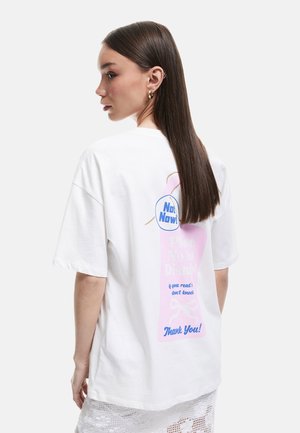 T-shirt med print - beige