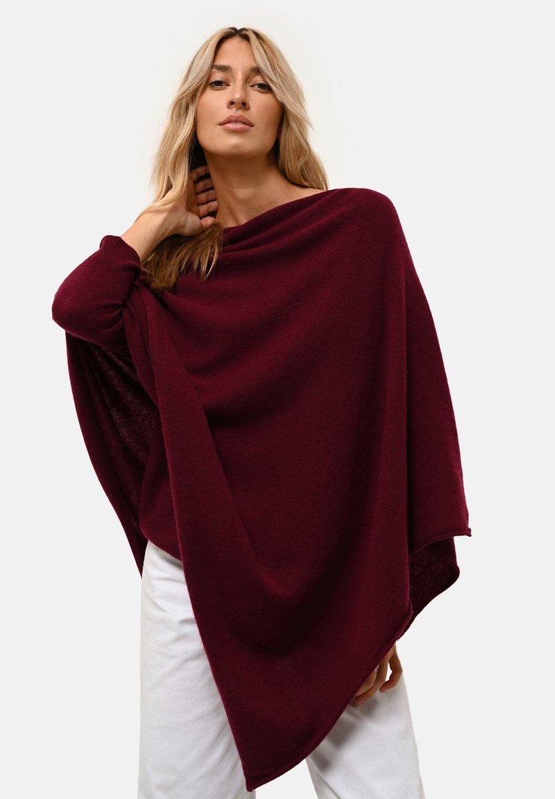 Just Cashmere Pončo - bordeaux