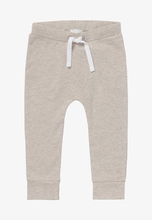 Lichtgrijze sweatpants van een zachte katoenmix, met een elastische tailleband en witte trekkoorden, en ribgebreide boorden bij de enkels.
