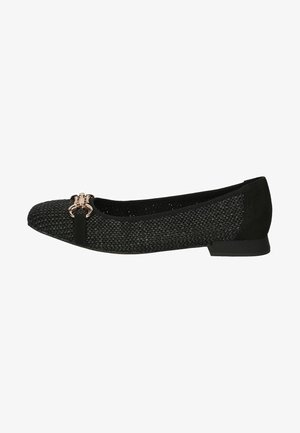 Must have musta kingad, millel on kootud tekstiil ülemine osa, seemisnahast detailid, väike konts ja dekoratiivne metallist ehted varvaste juures. Ükslane tekstuur kogu ulatuses.