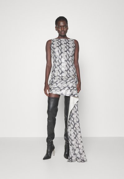 ROKH SHORT DRESS WITH TAIL BUCKLE - Abiti per occasioni speciali - white