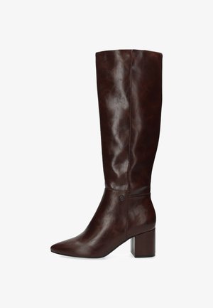 Mexx, MEXX HEELED HIGH BOOT PLUCK MILA HEELED HIGH BOOT - Laarzen - dark cognac