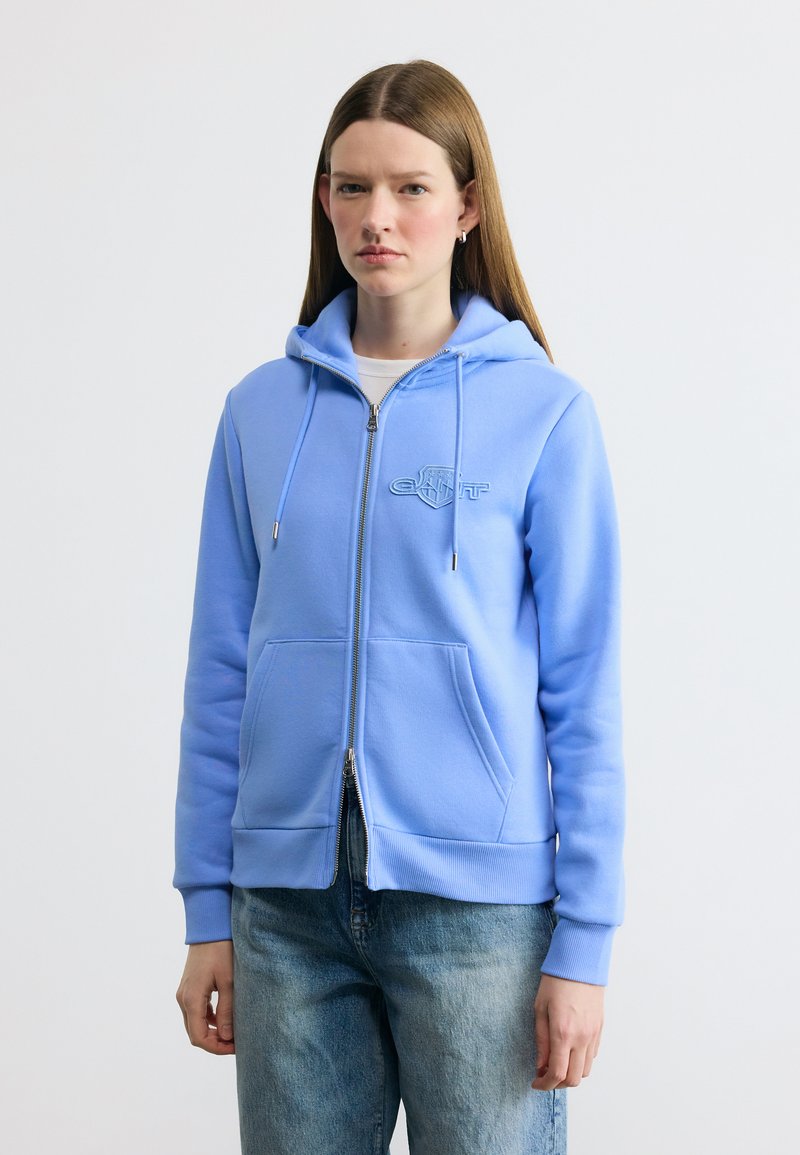 GANT TONAL SHIELD ZIP HOODIE - Mikina na zip - palace blue