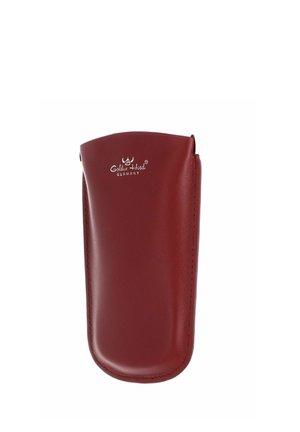 Brown leather pouch with "Golden Head Germany" logo, designed for holding small personal items like glasses or pens.