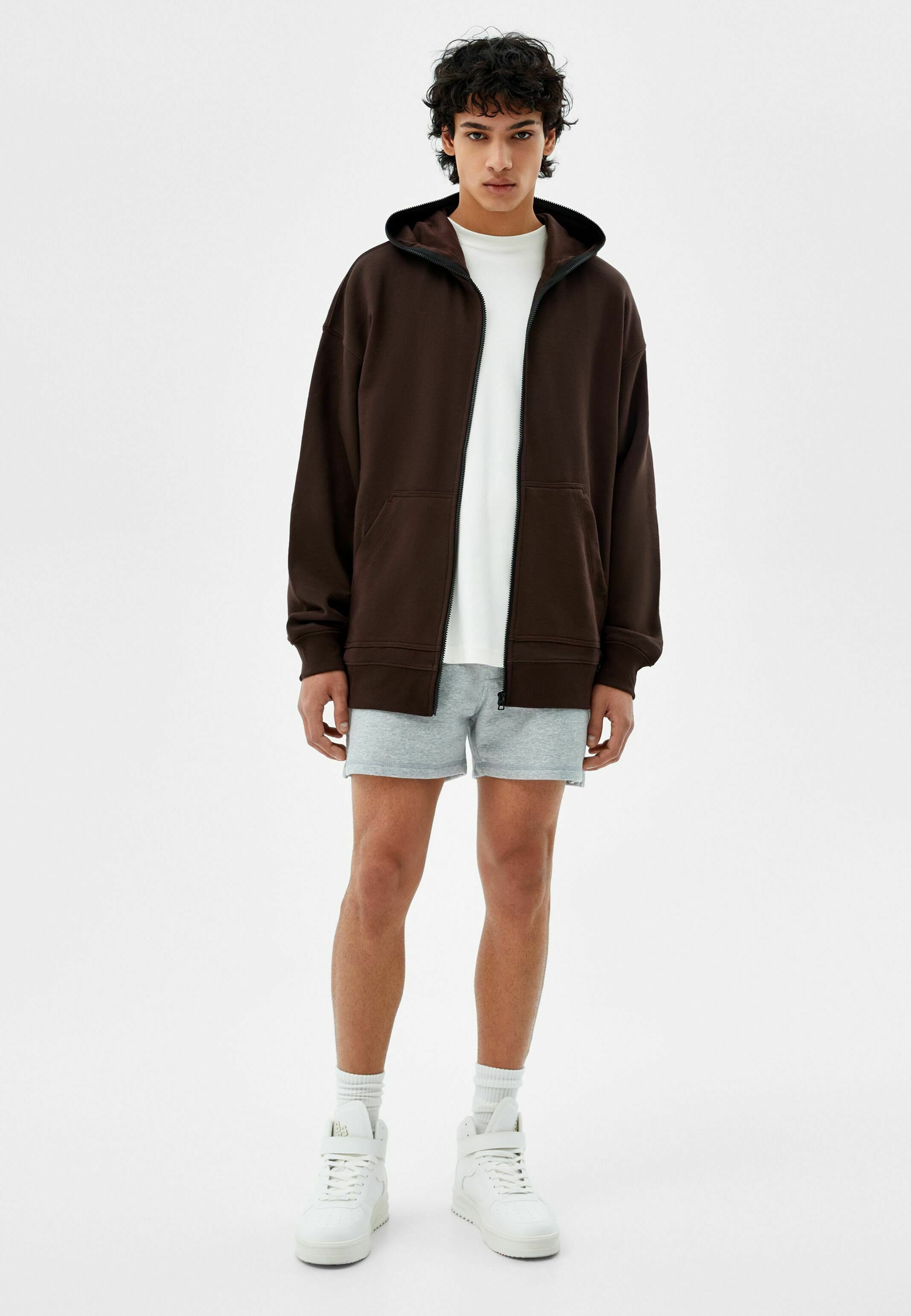 zip up moletom com capuz bershka