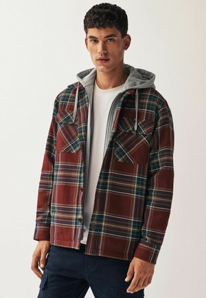 CHECK HOODED - REGULAR FIT - Välikausitakki - red