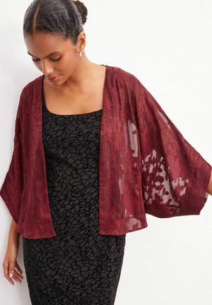 SHEER EMBROIDERED KIMONO - Kevyt takki - berry red