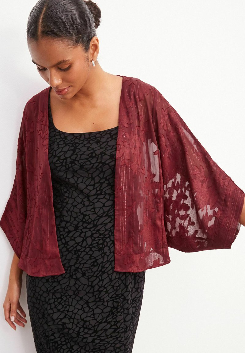 Next SHEER EMBROIDERED KIMONO - Skraistė  - berry red