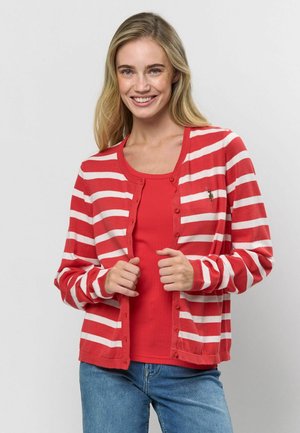 Vesta na kopčanje - poinsettia striped