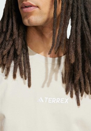 Print T-shirt -  beige