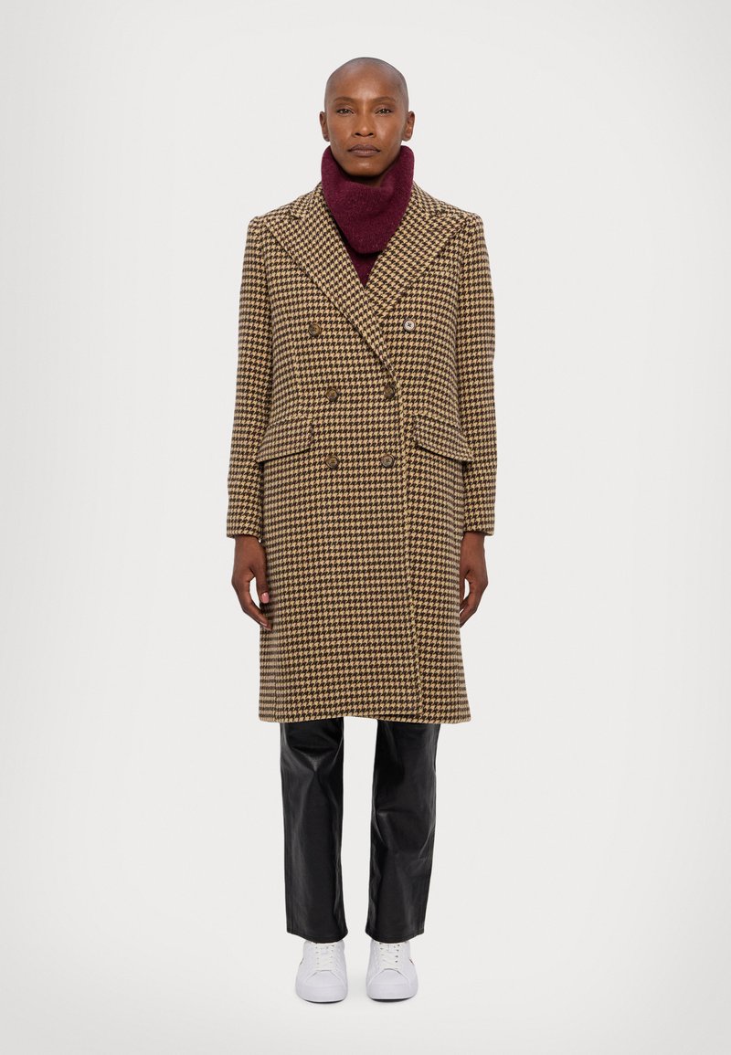 Lauren Ralph Lauren DOUBLE BREASTED HOUNDSTOOTH COAT - Palton clasic - brown/tan