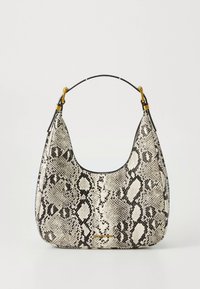 Borsa hobo con motivo in stampa pitone sintetico, caratterizzata da una silhouette curva, rifiniture nere e dettagli in metallo color oro. La superficie testurizzata aggiunge profondità.