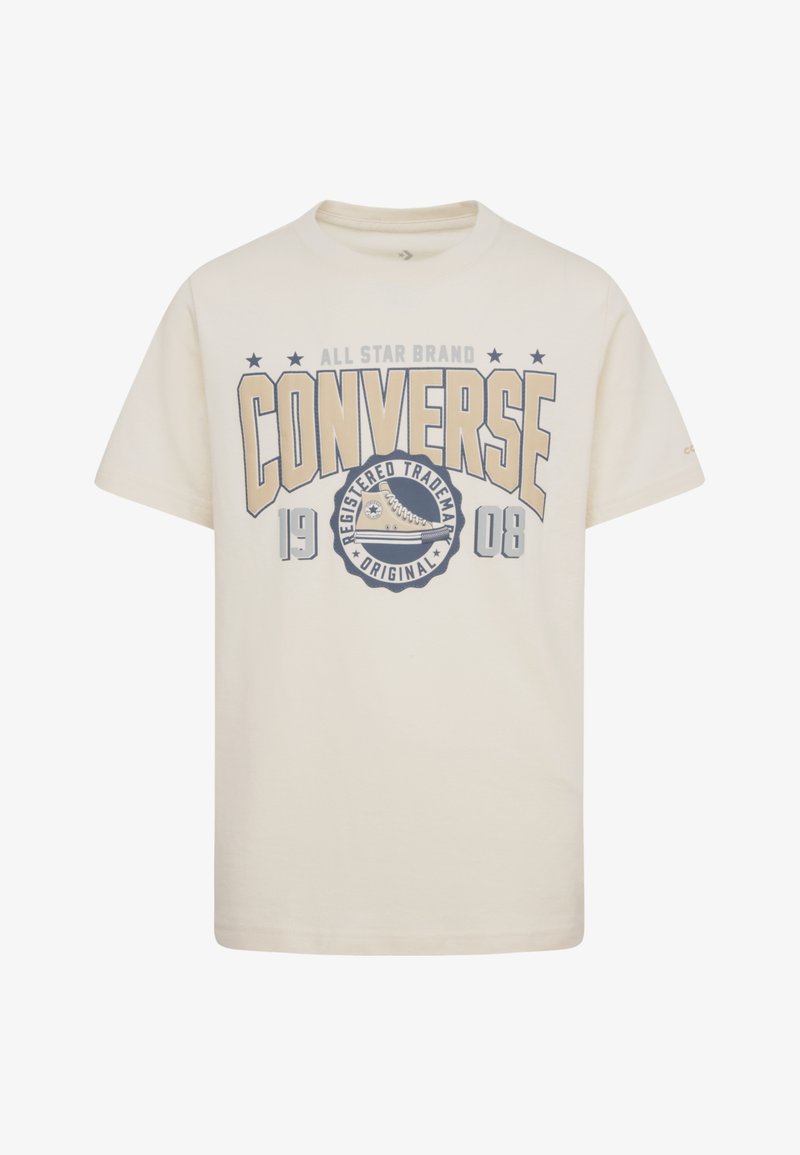 Converse COLLEGIATE CREST TEE - T-shirt imprimé - natural ivory