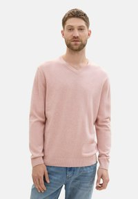 TOM TAILOR MIT V-AUSSCHNITT - Pulover - dusty pink melange