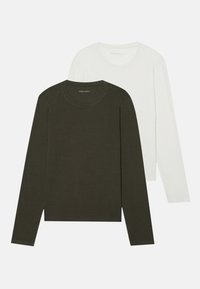 2 PACK - Maglietta a manica lunga - off-white/dark green