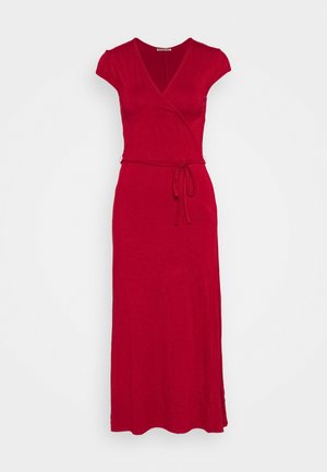 Short sleeves wrap belted maxi dress - Maxi šaty - red