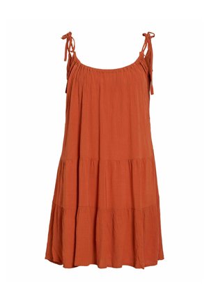 VILA, SHORT DRESS VIJINKE STRAP - Day dress - burnt brick