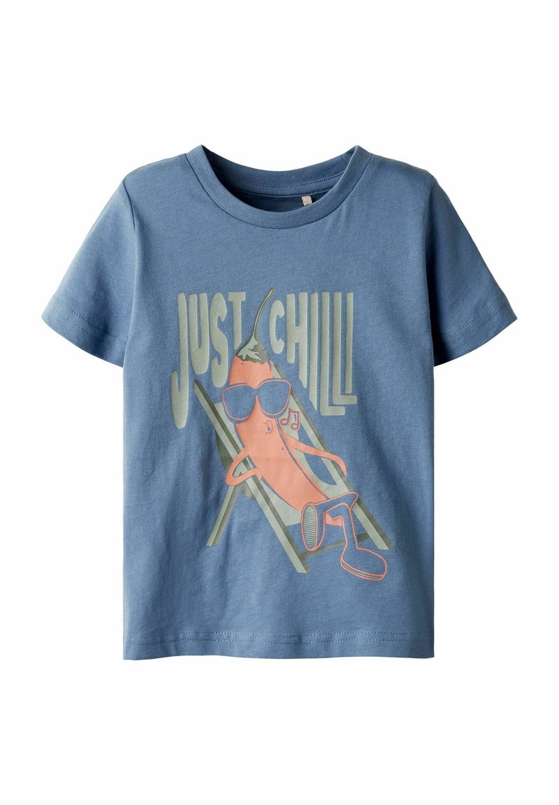 name it T-shirt print blauw gemêleerd