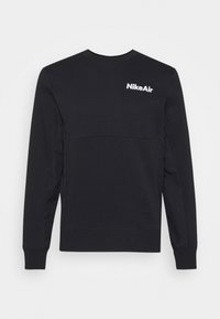 Svart sweatshirt med långa ärmar, rund halsringning, med ett texturerat panel och "NikeAir"-logotyp i vitt på övre vänstra bröstet.