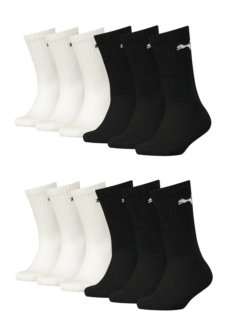 12er-Pack Socken: 6 weiße und 6 schwarze. Baumwollmischung mit gerippten Bündchen. Jedes Paar hat ein kleines Logo im oberen Bereich.
