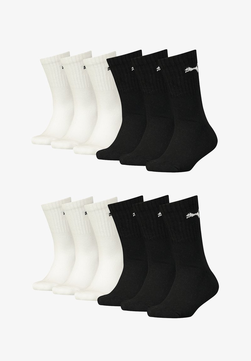 12er-Pack Socken: 6 weiße und 6 schwarze. Baumwollmischung mit gerippten Bündchen. Jedes Paar hat ein kleines Logo im oberen Bereich.