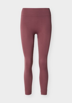 Ribbed, korkeavyötäröiset malvanväriset leggingsit, joissa on istuva nilkkakampi, suunniteltu mukavuutta ja joustavuutta varten.