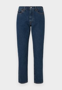 Σκούρο μπλε τζιν παντελόνι με ίσια γραμμή, κλείσιμο με κουμπί και φερμουάρ μπροστά, θηλιές για ζώνη και σχεδίαση με πέντε τσέπες.