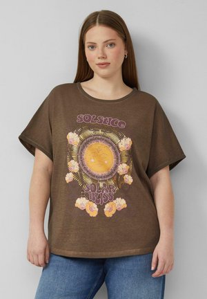 QS, T-SHIRT - T-shirt imprimé - dunkelbraun