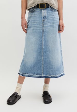 LANGER JEANSROCK A-SHAPE AUS RIGID  - Gonna a campana - light blue