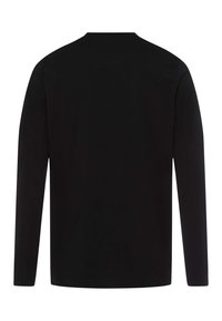 Schwarzes Longsleeve-Shirt aus glattem Baumwollmaterial. Verfügt über einen runden Halsausschnitt und ein einfaches Design ohne sichtbare Logos oder Muster.