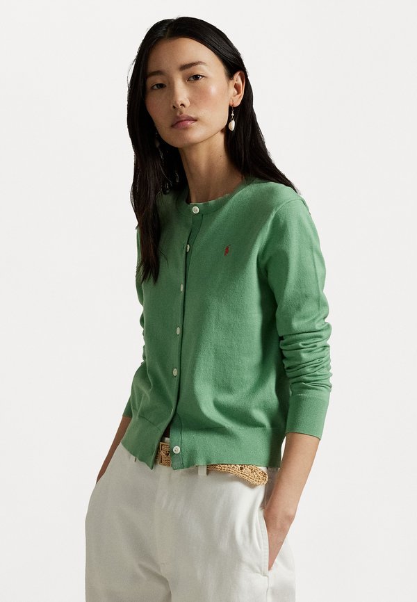 PIMA COTTON LONG SLEEVE CARDIGAN - Cardigan - pistachio