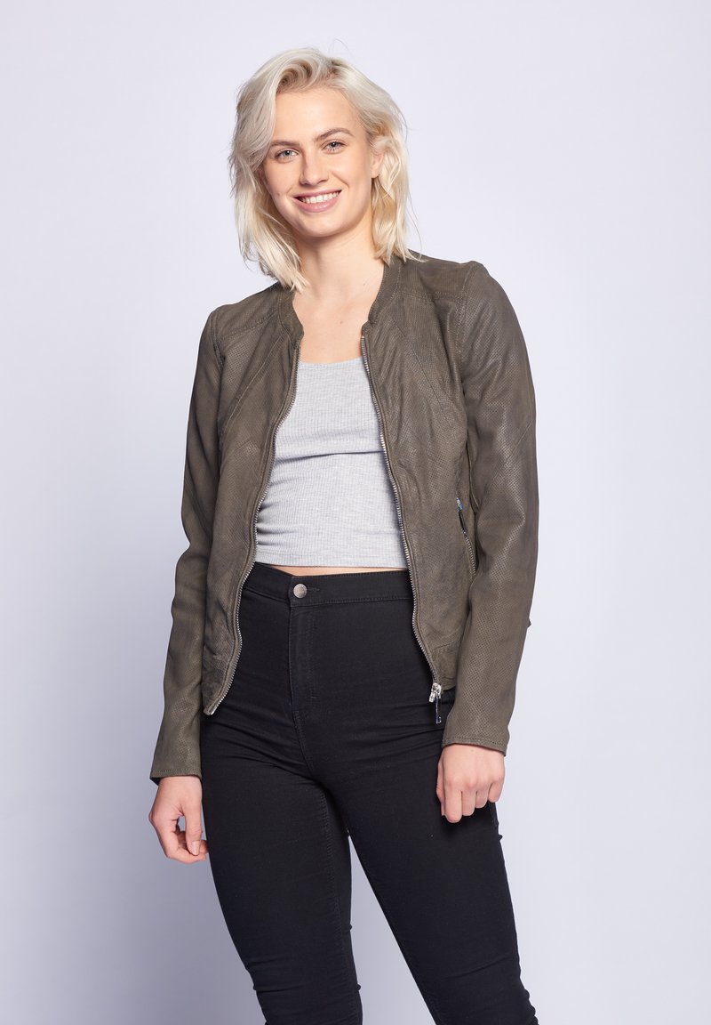 Damen Leichte Jacken | Maze Lederjacke shadow/grau - QB66359 Damen Leichte Jacken | Maze Lederjacke shadow/grau - QB66359
