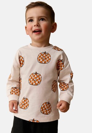Next, REGULAR FIT - LONG SLEEVE BACK GRAPHIC T-SHIRT - Pikkade varrukatega topp - cream halloween checkerboard pumpkin