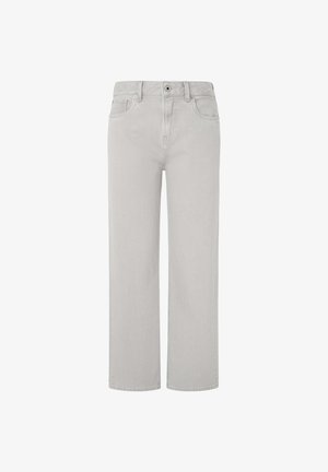 Jeans gris clair avec une coupe droite, un style à cinq poches et une fermeture classique à boutons et à glissière. Fabriqués en tissu en denim.