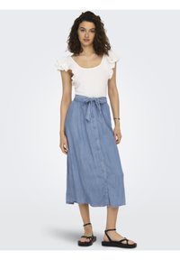 ONLY - HIGH WAIST MIDI - A-line skirt - light blue denim Thumbnail Image 1