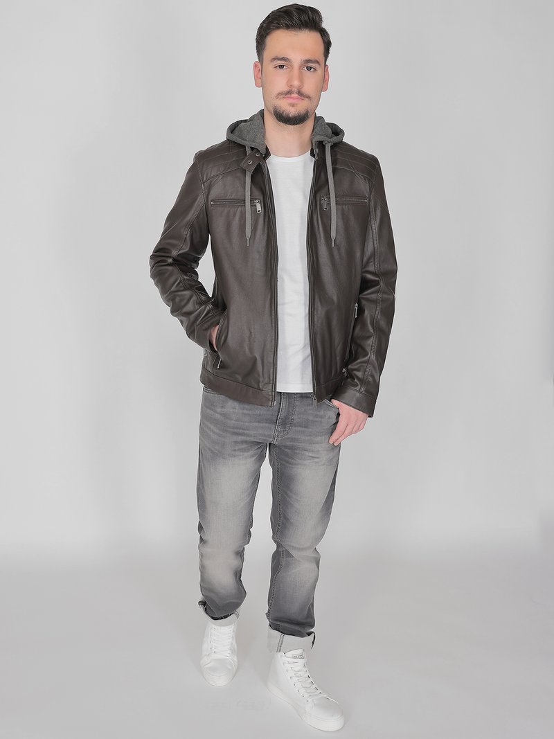 Veste Cuir Homme Taille XL – Marque Indiana Polis, Style Moto, Occasion Très Bon état