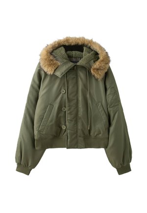 Stradivarius, CROPPED HOODED JACKET - Veste d'hiver - khaki