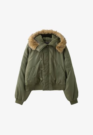 Stradivarius, CROPPED HOODED JACKET - Veste d'hiver - khaki
