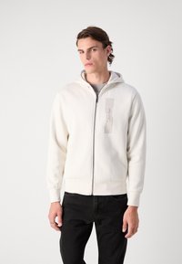 Calvin Klein HORIZONTAL LOGO ZIP THRU HOODIE - Mikina so zipsom - silver birch
