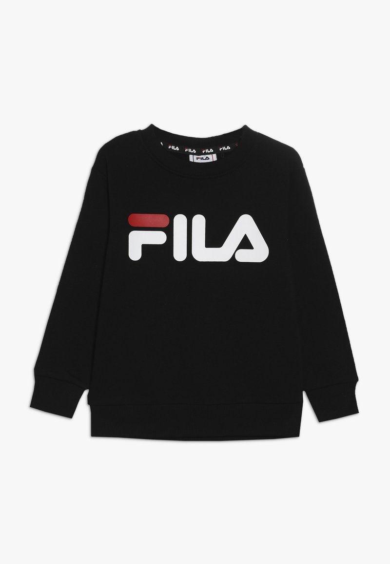 Felpa nera in cotone con maniche lunghe, caratterizzata da un logo FILA bianco e un accento rosso. Collo rotondo classico e polsini a coste.