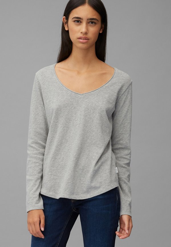 LONG SLEEVE V NECK - Long sleeved top - stone melange