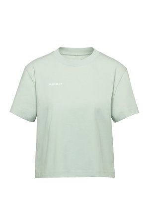 Jasnozielony, krótki top z krótkim rękawem, okrągłym dekoltem i małym białym logo "Mammut" na lewej piersi.