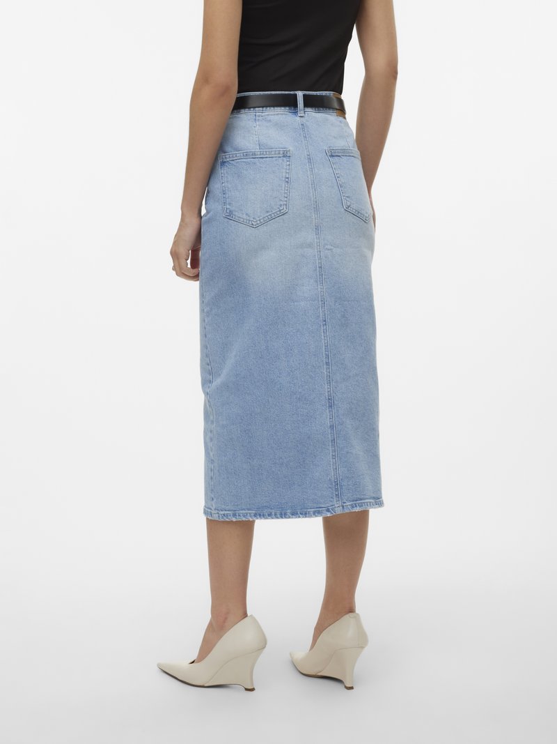 Jupe Crayon Bleue Femme Marks And Spencer, Taille 14, Laine, Mi-longue, Fente, Occasion Parfait état